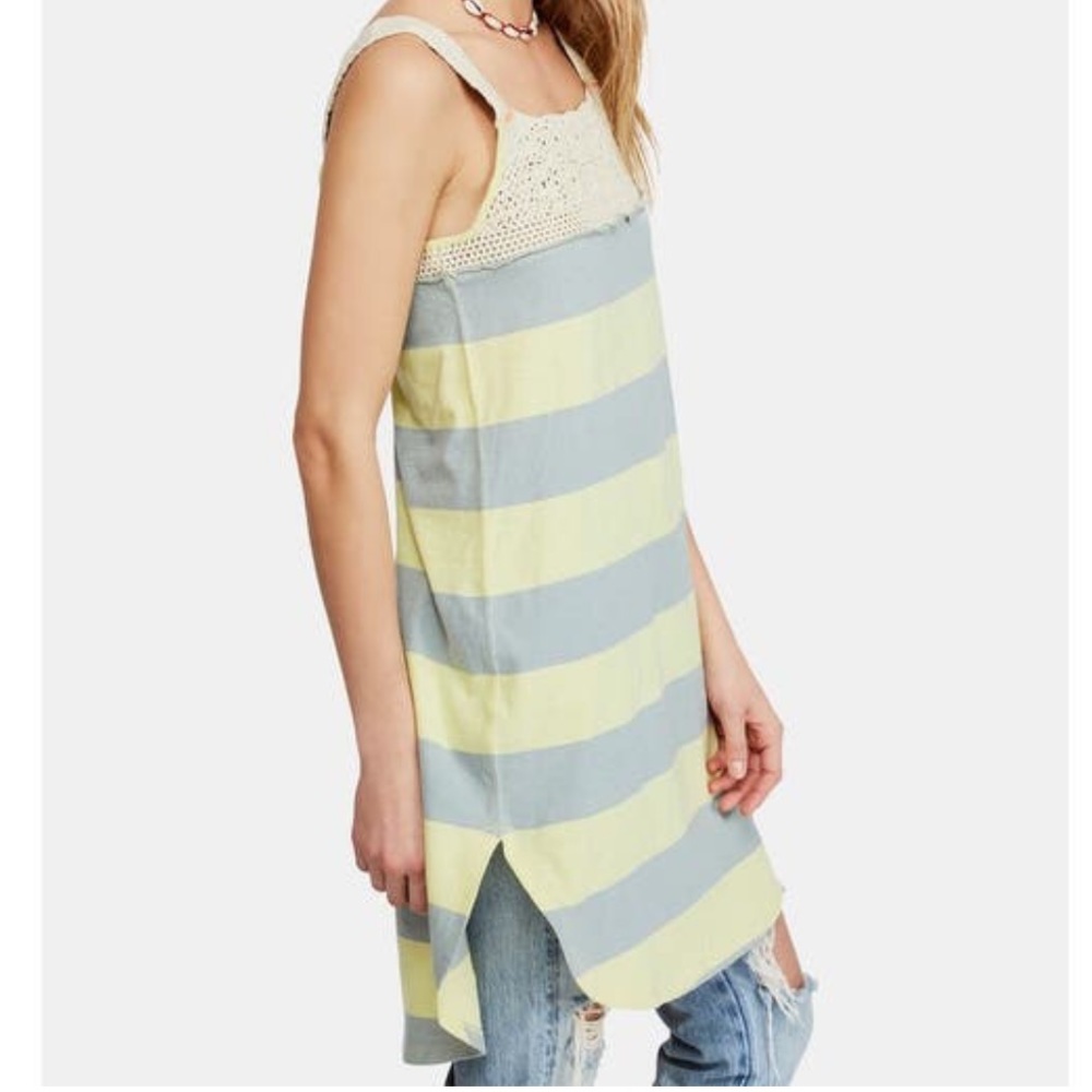 Free People NWT Luca Crochet Stripe Tunic top shirt women’s size large